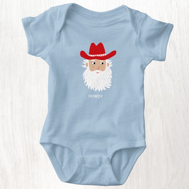 Body Père Noël Cowboy Texte personnalisé Noël (Fun Cowboy Santa Claus Western Christmas custom text personalized baby bodysuit)