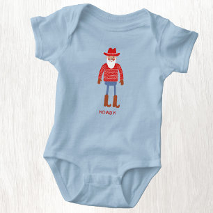 Body Père Noël Cowboy Texte personnalisé Noël