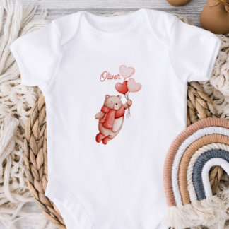 Body Personalized Baby Bodysuit With A Watercolor Teddy