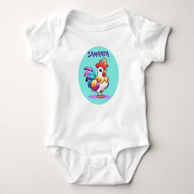 Body Personalized Magical Rooster Baby Bodysuit (Devant)