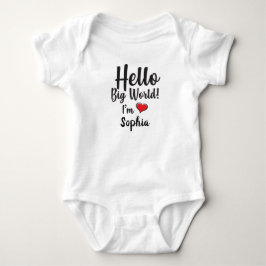 Body Personnalisé Hello Big World! Je suis BÉBÉ NOM Ver