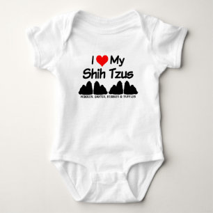 Body Personnalisé J'Aime Mes Quatre Chiens Tzu Chiites 
