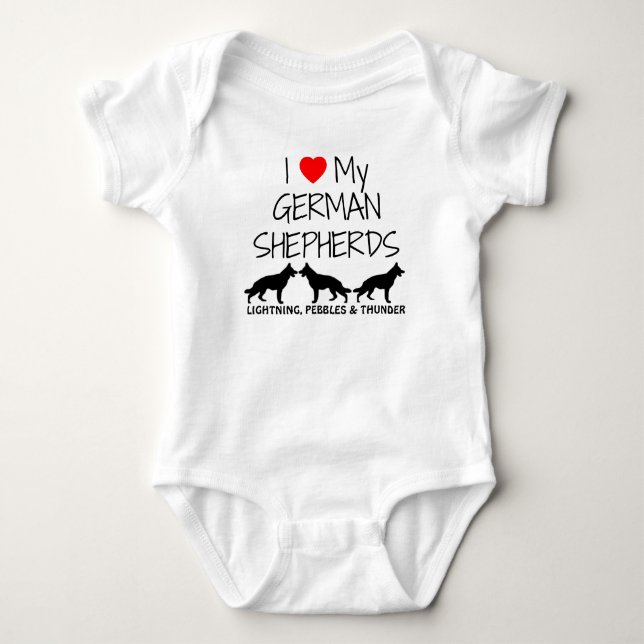 Body Personnalisé J'Aime Mes TROIS Bergers Allemands (Devant)