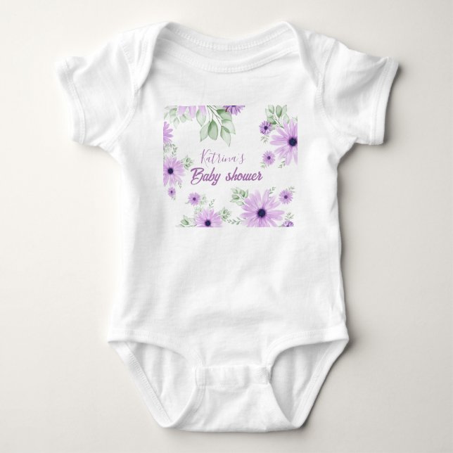 Body personnalisé pour bébé – Aquarelle violette (Devant)
