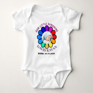 Body personnalisé pour bébé avec photo, fleur arc-