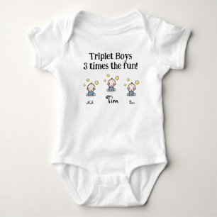 Body personnalisé pour les triplets, 3 garçons, idée ca