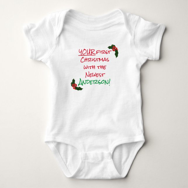 Body Personnalisé Votre 1ère combinaison bébé de Noël (Devant)