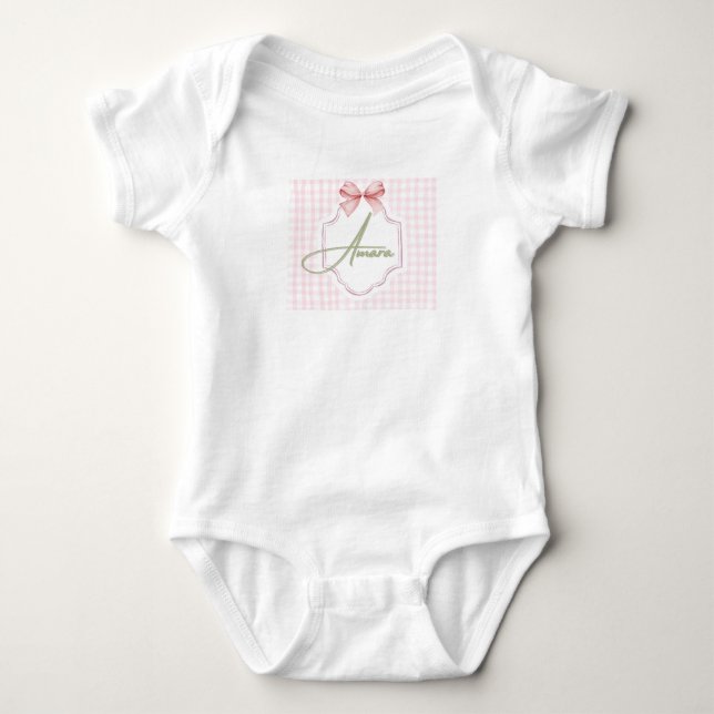 Body Personnalisée Amara Baby Girl Nursery Bow&En vichy (Devant)