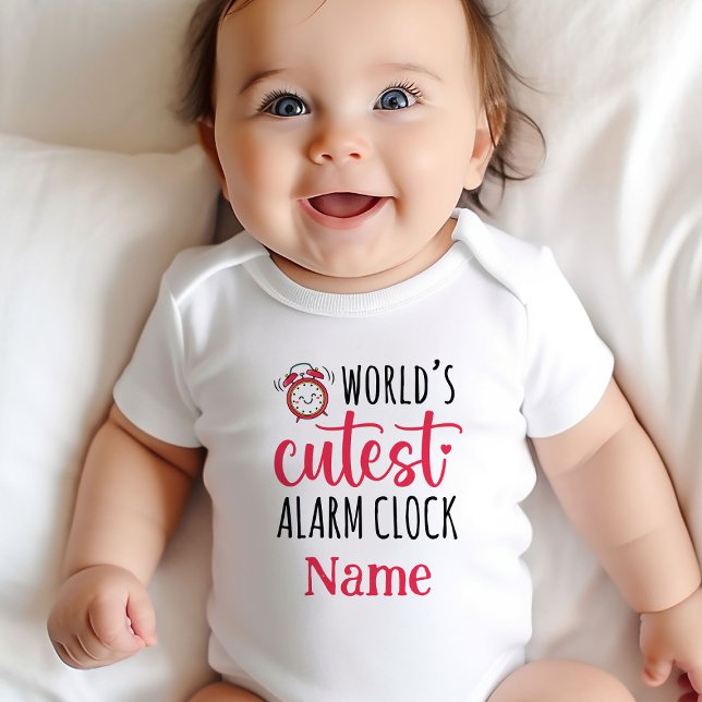 Body Personnalisée "horloge d'alarme la plus fine du mo (Personalized 'World's Cutest Alarm Clock' Baby Bodysuits - Adorable Custom Name Designs!)