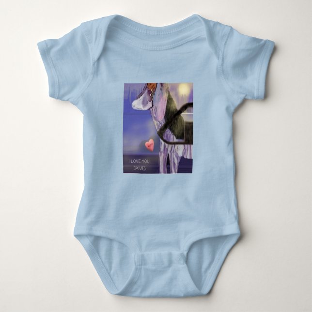 Body Personnaliser Bébé bleu clair "I LOVE YOU" (Devant)