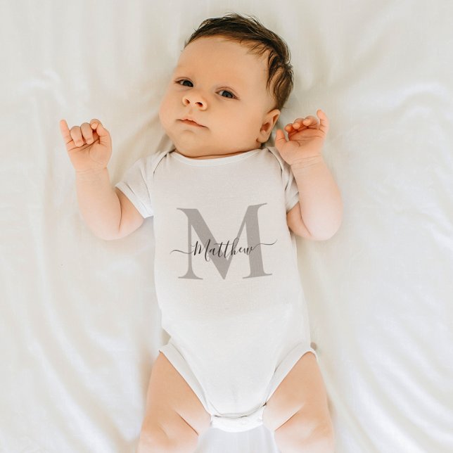 Body Personnaliser le nom initial du monogramme (Personalize Monogram Initial Name Baby Bodysuit)