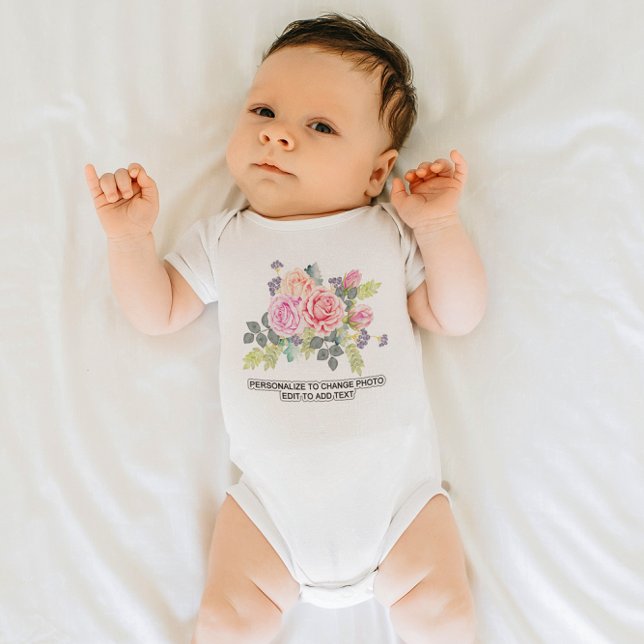 Body Personnaliser l'oeuvre photo Ajouter un slogan tex (Custom Personalize Photo Artwork Add Text Slogan Baby Bodysuit)