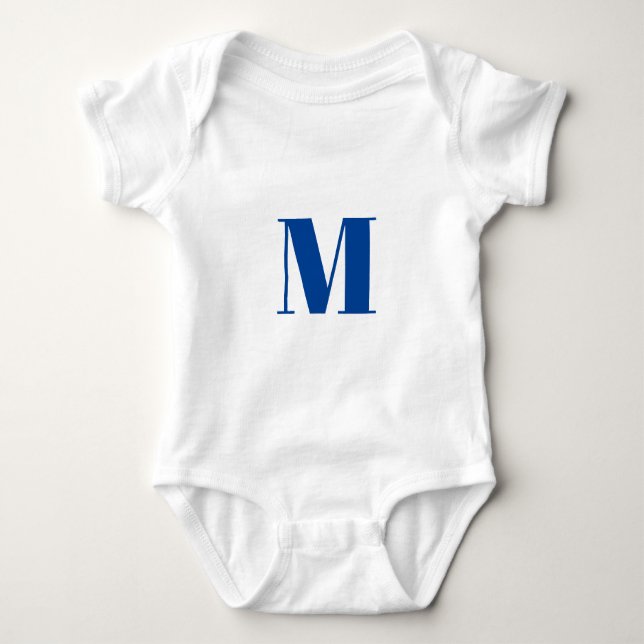 Body Personnaliser monogramme initial bleu blanc (Devant)