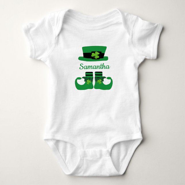 Body Personnaliser St. Patrick's Leprechaun Vert Noir (Devant)