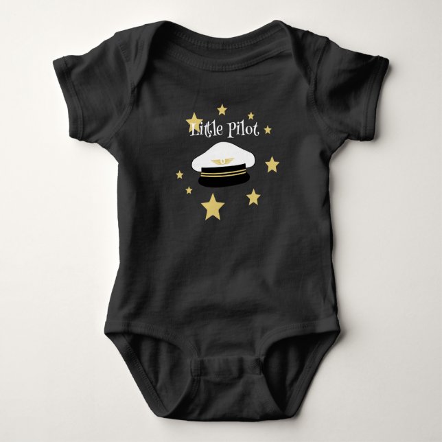 Body Petit casquette de pilote blanc, étoiles d'or, avi (Devant)