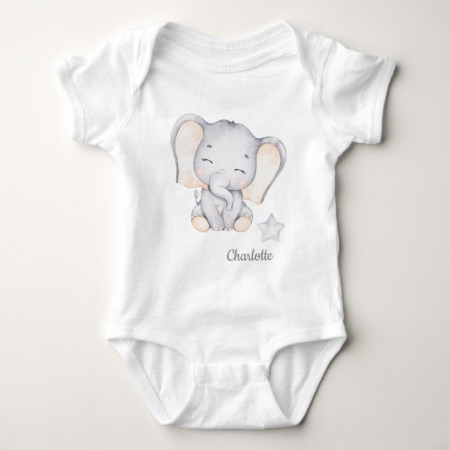 Body Petit Eléphant & Flower Bodysuit bébé (Devant)