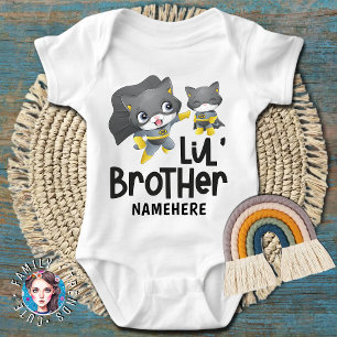 Body Petit Frère Super Héros Chat Nom Personnalisé