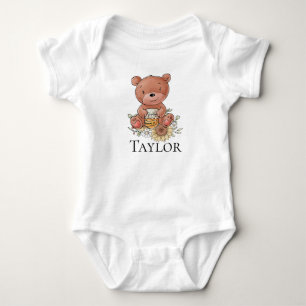 Body Petit ours au miel mignon avec nom personnalisé