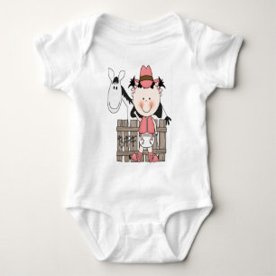 Body Petite fille-bébé avec T-shirt de cheval
