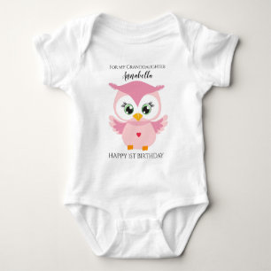 Body Petite fille Premier anniversaire Cute Pink Owl