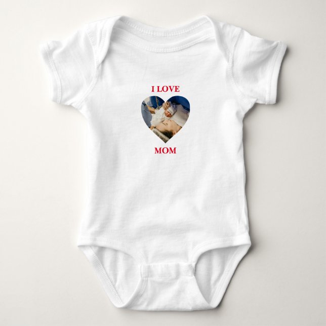 Body Photo de coeur personnalisée I Love Mom Texte pers (Devant)