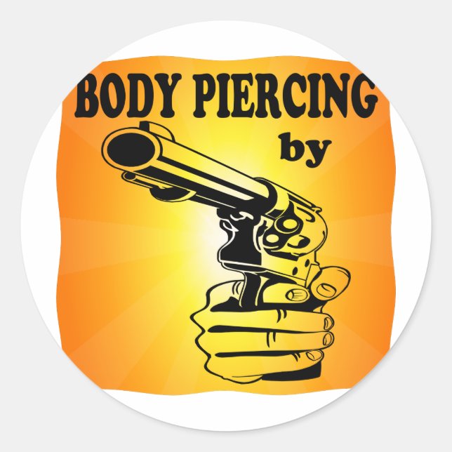 Body Piercing by ...... GUN Runder Aufkleber (Vorderseite)