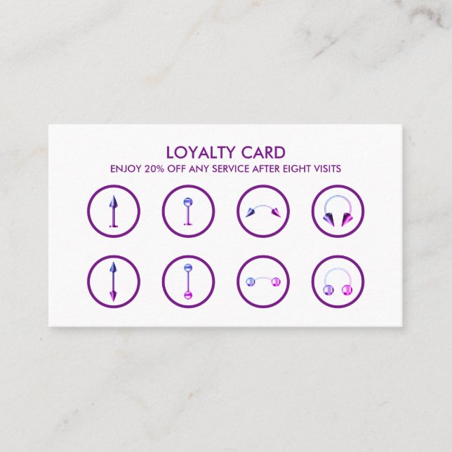 Body Piercing Loyalty Visitenkarte (Vorderseite)