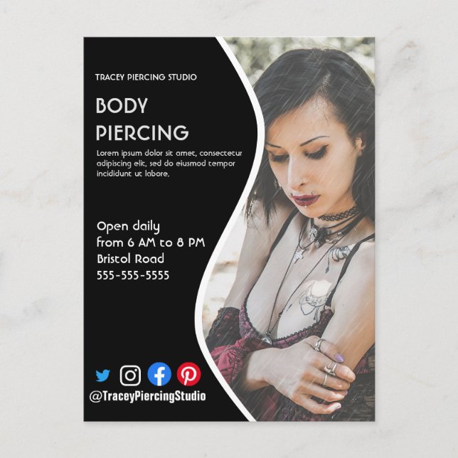 Body PIERCING STUDIO Poster Flyer Postkarte (Vorderseite)