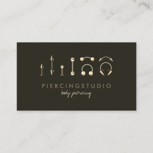 Body Piercing Studio Tattoo Gold Green Visitenkarte
