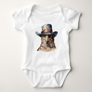 Body pigeon drôle portant un casquette cowboy, aquarell