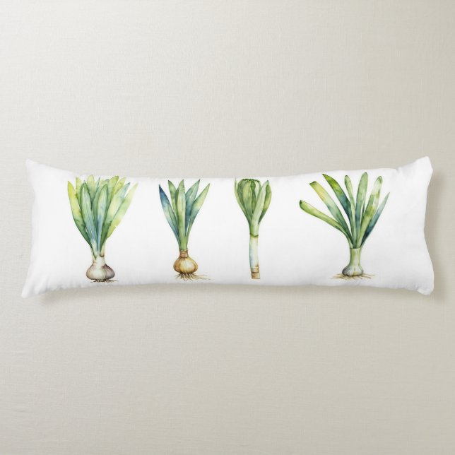 Body Pillow with Spring Onion Illustration Seitenschläferkissen (Vorderseite)