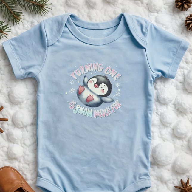 Body Pingouin 1er Anniversaire Neige beaucoup amusant h (Penguin 1st birthday party outfit Winter wonderland cute animals snow much fun theme one piece)