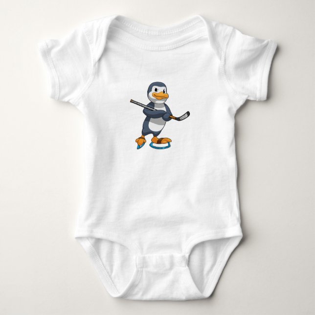 Body Pingouin au hockey sur glace avec bâton de hockey  (Devant)