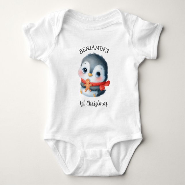 Body Pingouin de Noël mignon 1er anniversaire (Devant)