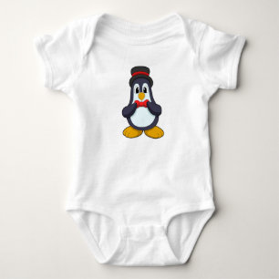 Body Pingouin en forme de groom avec ruban et Casquette