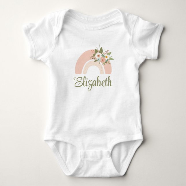 Body Pink Floral Arc-en-ciel Nom personnalisé (Devant)