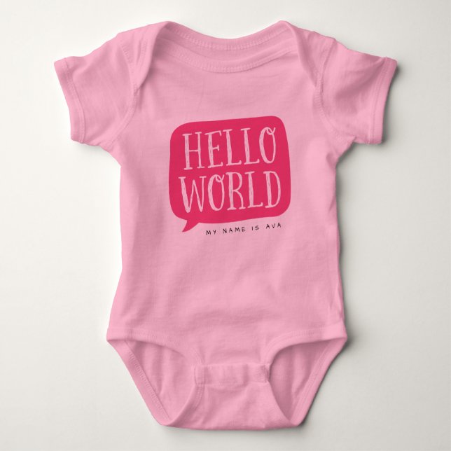 Body Pink Hello World Nom personnalisé (Devant)
