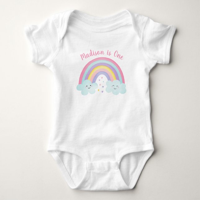 Body Pink Pastel Rainbow Nuages Premier Anniversaire (Devant)