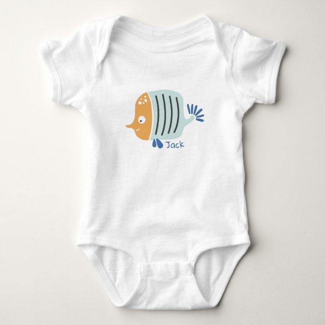 Body Poisson Personnalisé Animaux de mer Bébé Bodysuit (Devant)