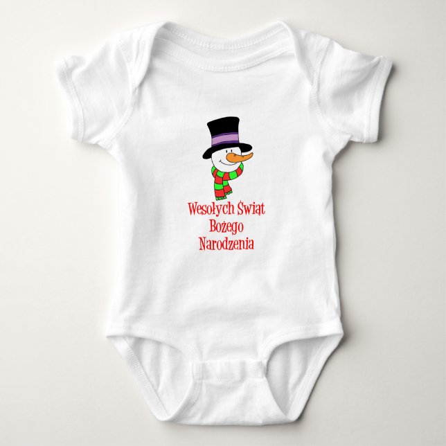 Body Polonais Joyeux bonhomme de neige de Noël (Devant)