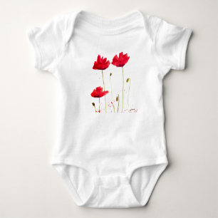 Body Populations rouge floral aquarelle été bébé bodysu
