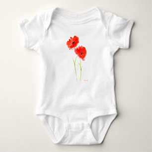 Body Populations rouge floral aquarelle été bébé bodysu