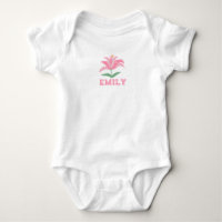 Porte-bébé à fleurs de lys rose nom personnalisé