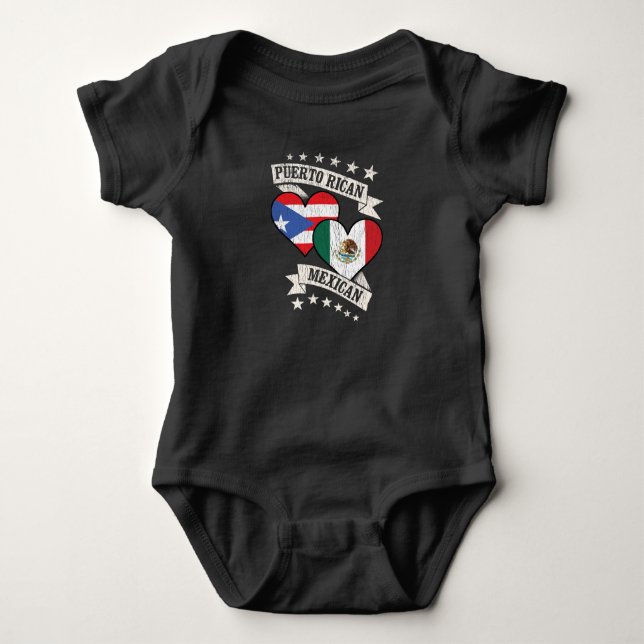 Body Portoricain Mexique drapeaux de coeur Porto Rico M (Devant)