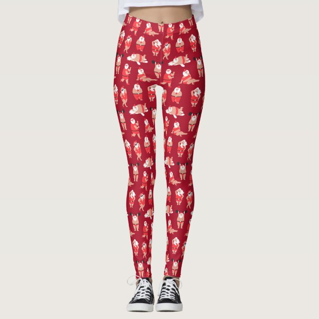 Body Positive Santa Holiday Wrapping Paper Leggings (Vorderseite)