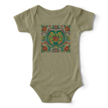 Body pour bébé en art floral Rosemaling norvégien