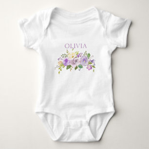 Body Pourpre floral personnalisé d'aquarelle mignonne