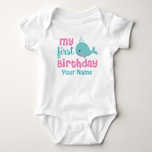 Body Premier Anniversaire Baleine Filles Chemise person (Devant)