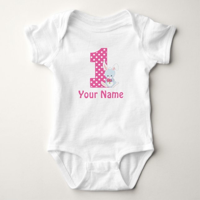 Body Premier anniversaire fille lapin lapin lapin lapin (Devant)