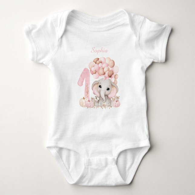Body Premier Anniversaire Joli Elephant Automne Girl Bo (Devant)
